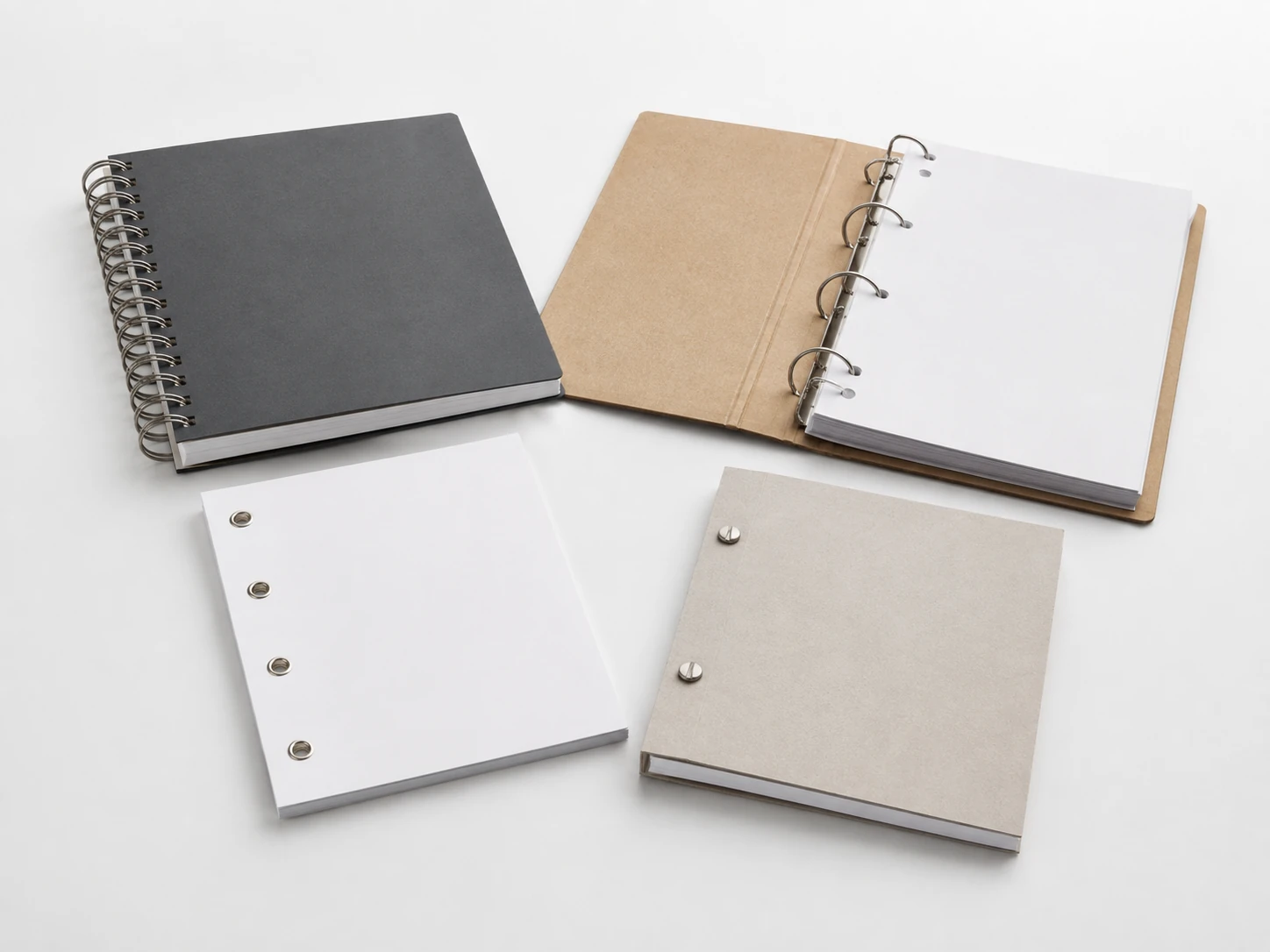 Reference image of punched, spiral and loose-leaf books